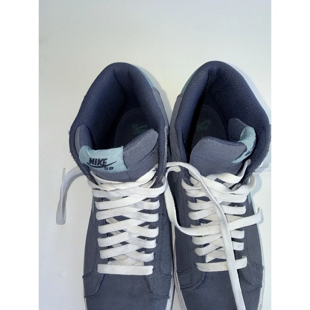 Nike SB Blazer Mid FD0731-400 | Blue Suede Skate‎ Shoes | Men's US 9.5 Aqua